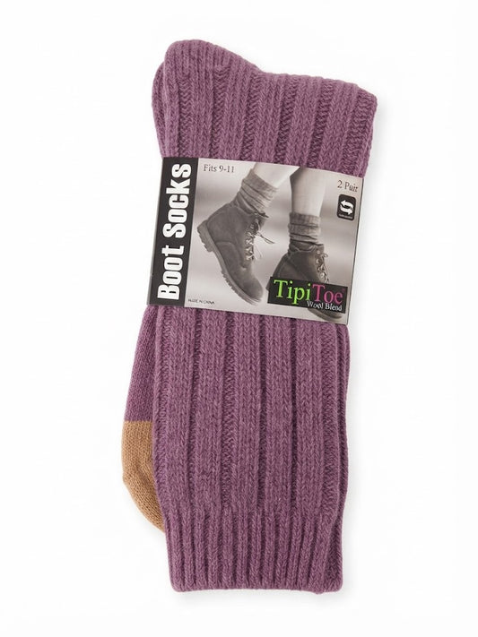 Women's 2-Pack Wool Boot Socks Lilac/Green