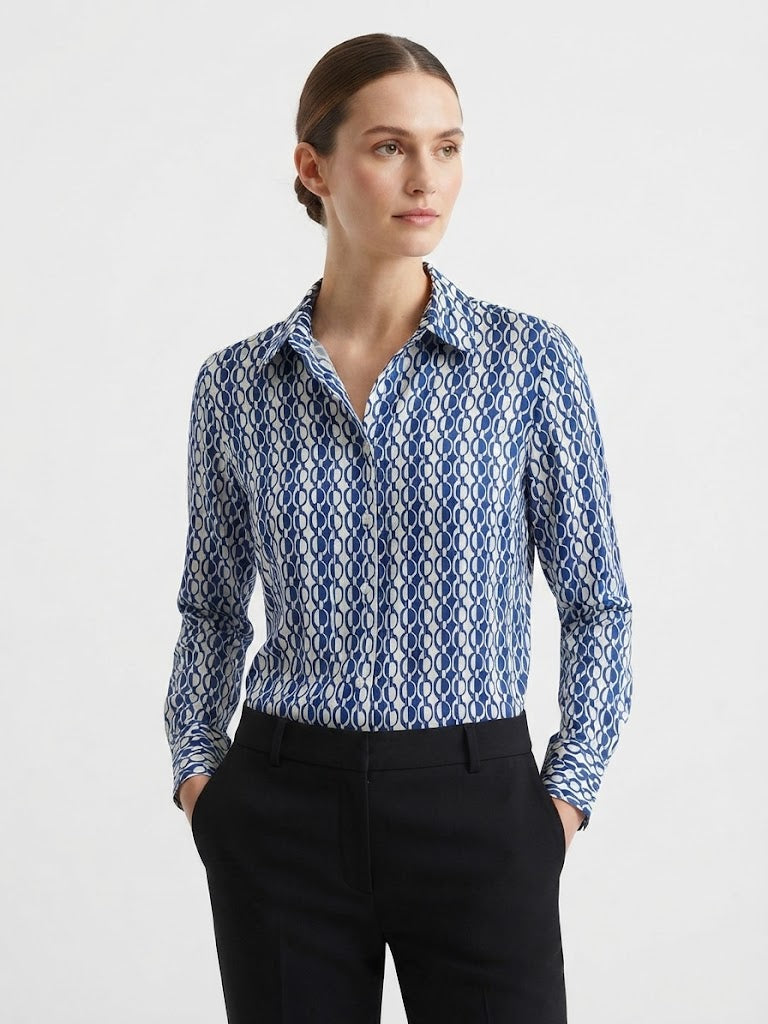 Camisa de manga larga con botones, color blanco