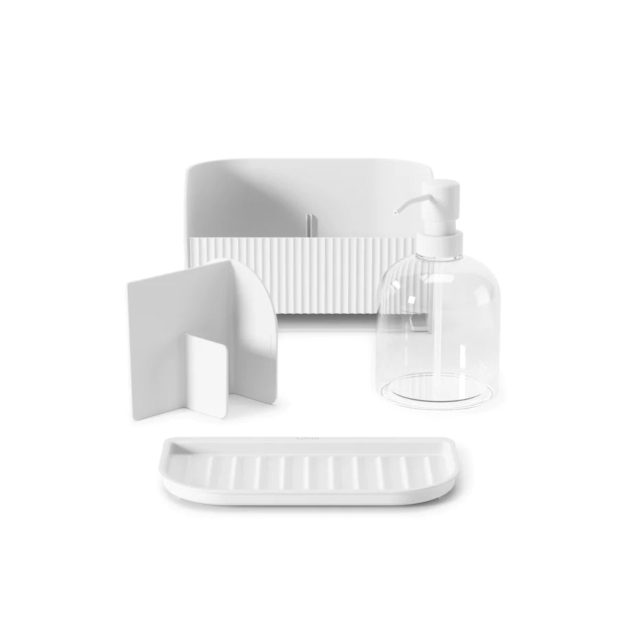 Sling Sink Caddy With Soap Pump White
