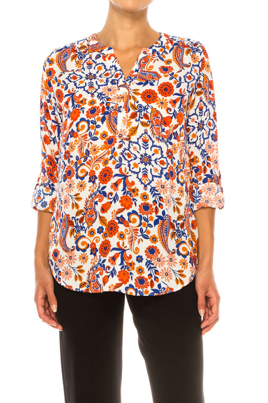 Blouse Bright White/Poppy Red - Zac & Rachel