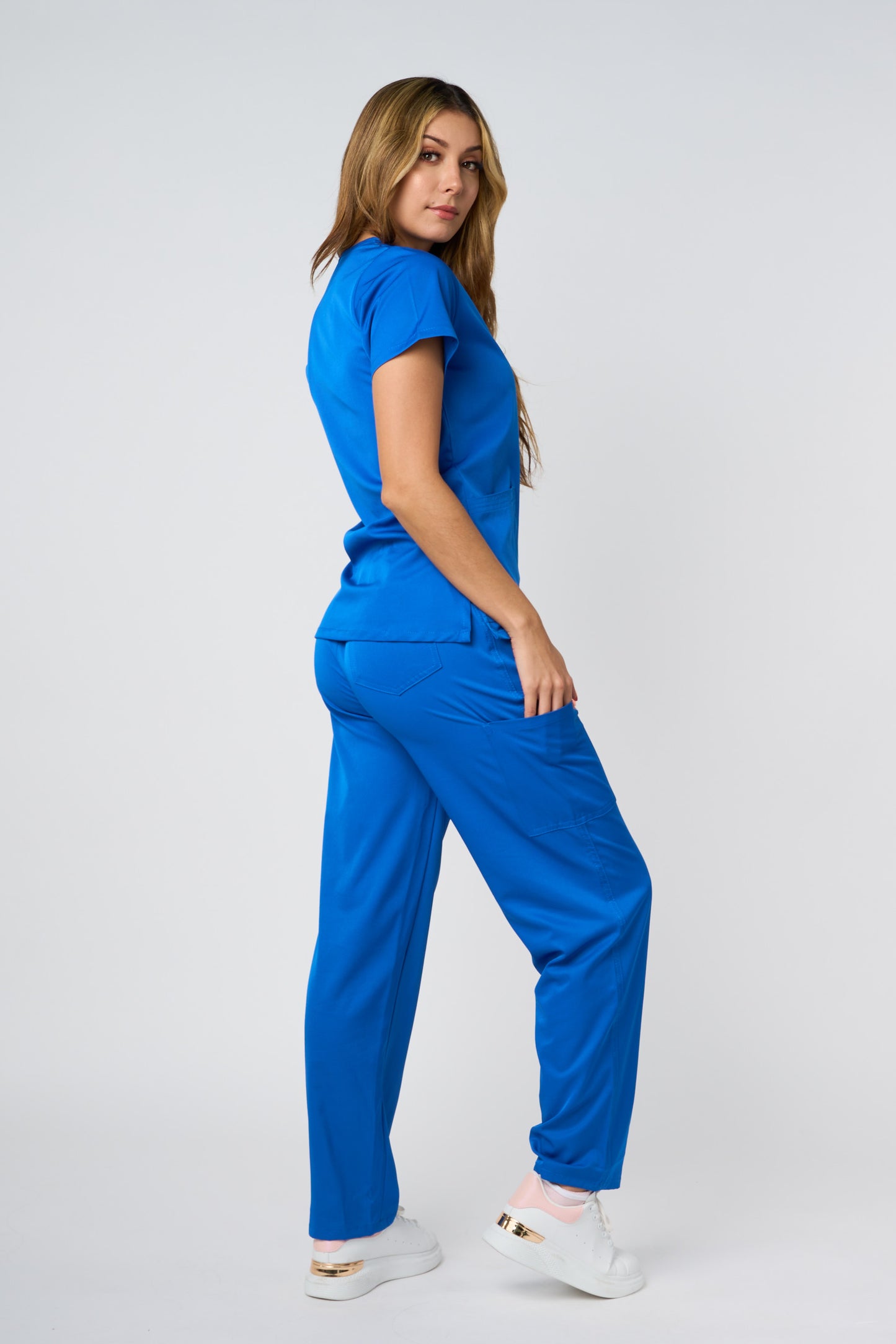 SCRUB TOP V NECK ROYAL