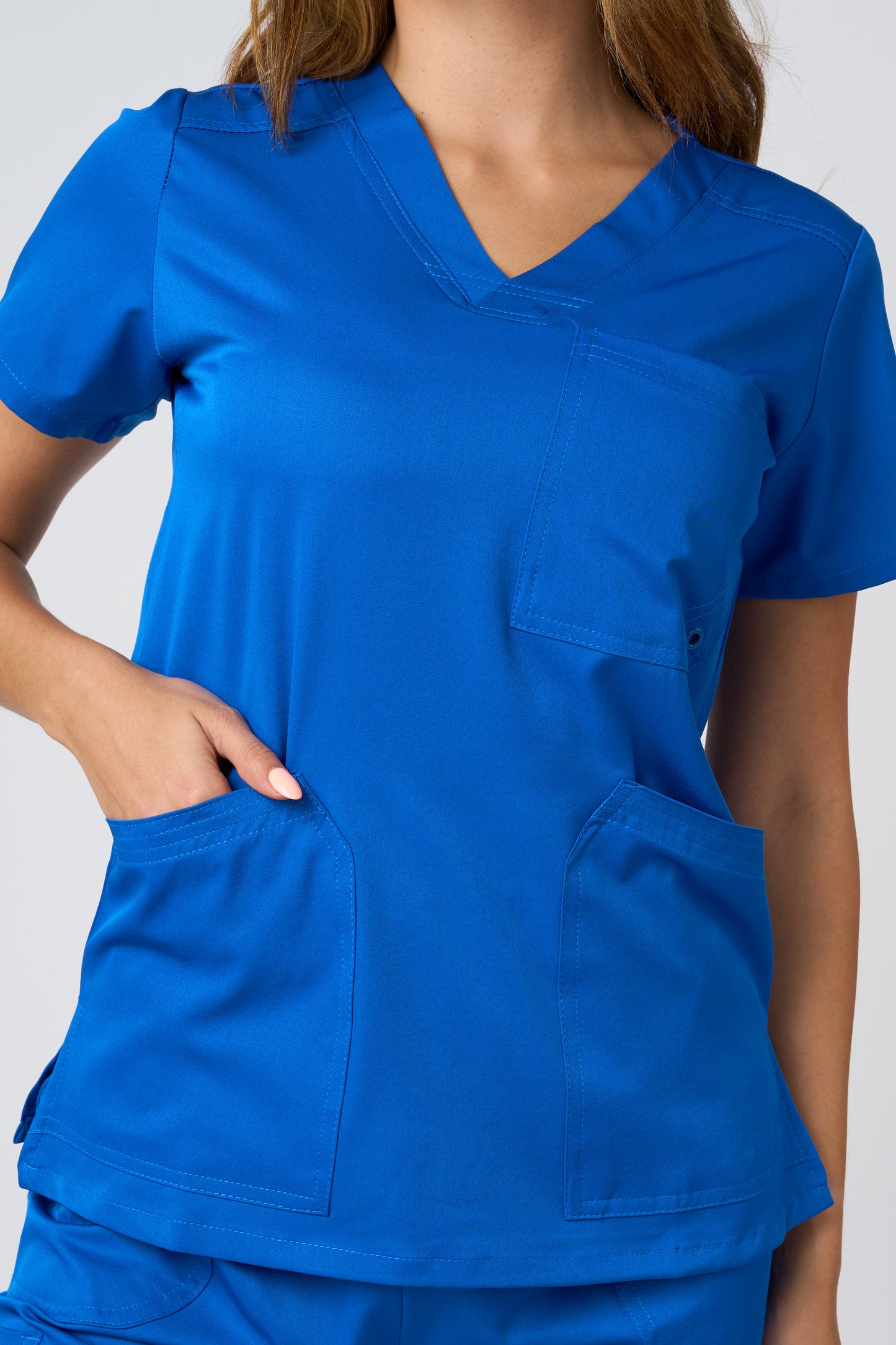 SCRUB TOP V NECK ROYAL