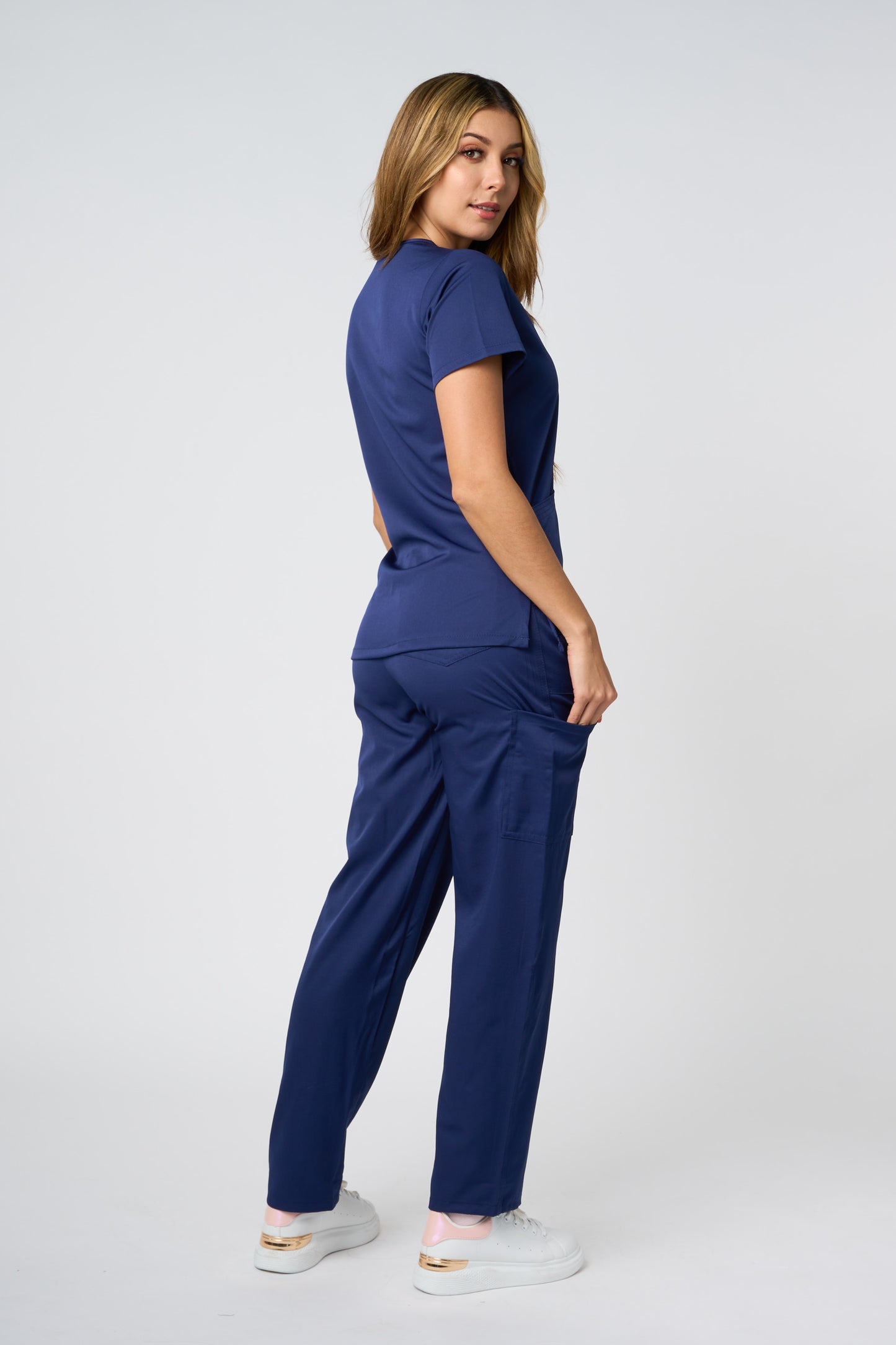 SCRUB TOP V NECK NAVY