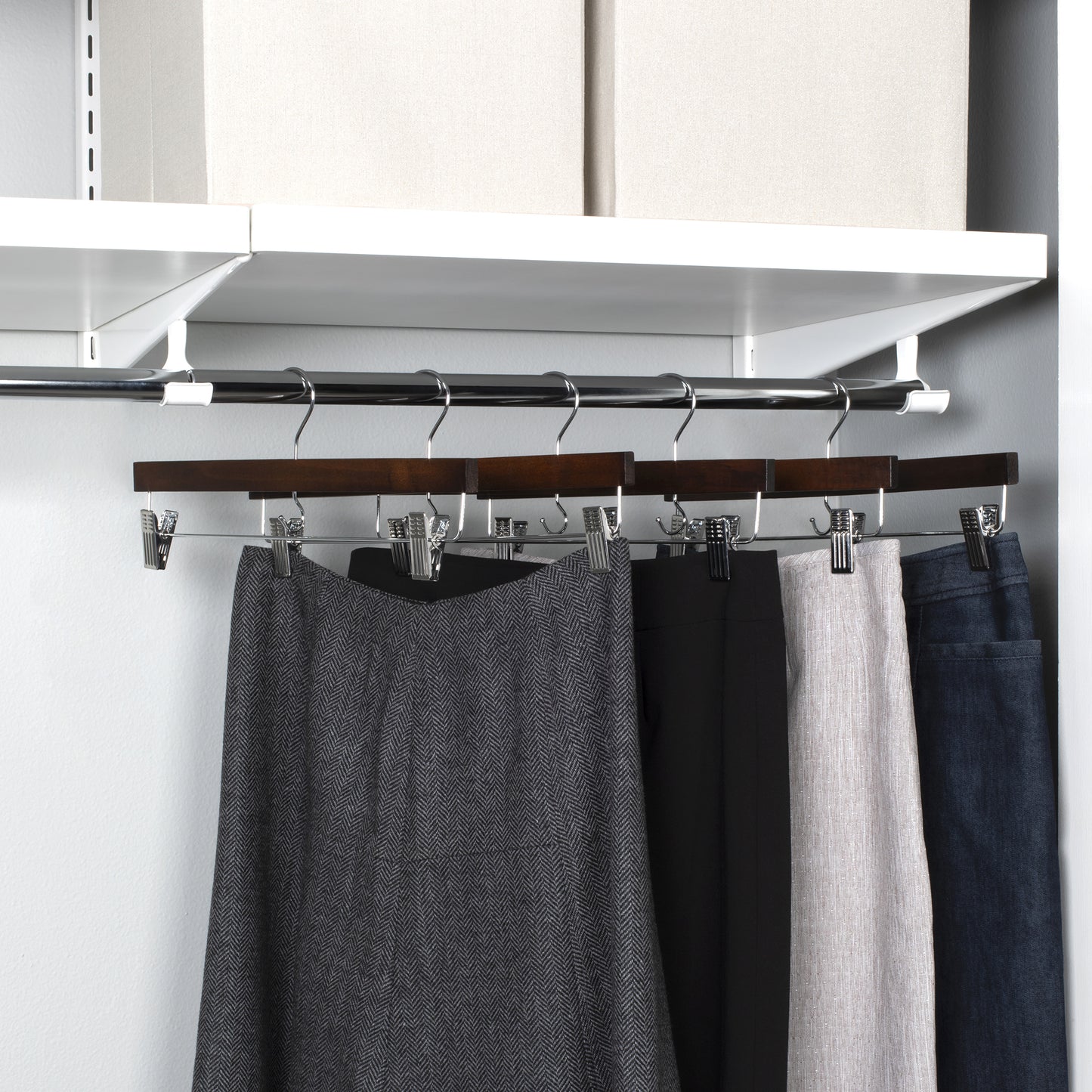 Wood Trouser and Skirt Hanger with Clip Set-5