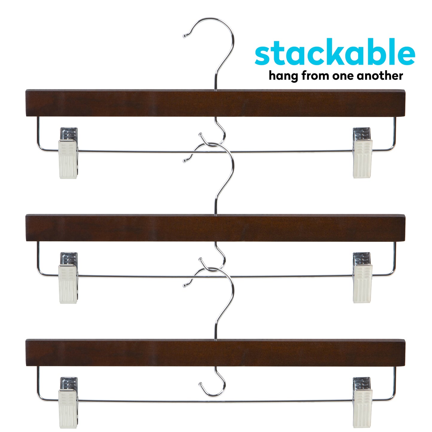 Wood Trouser and Skirt Hanger with Clip Set-5
