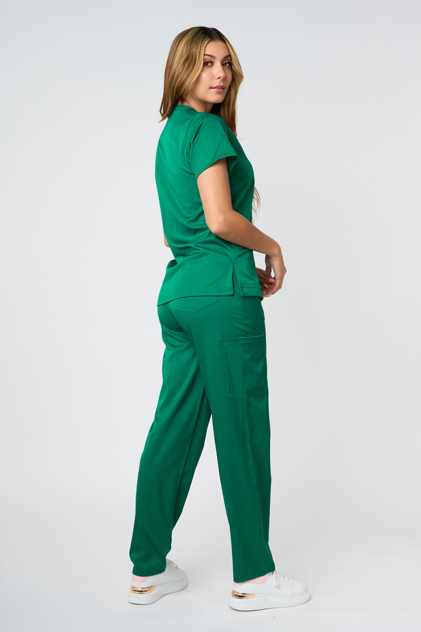 SCRUB TOP V NECK HUNTER GREEN