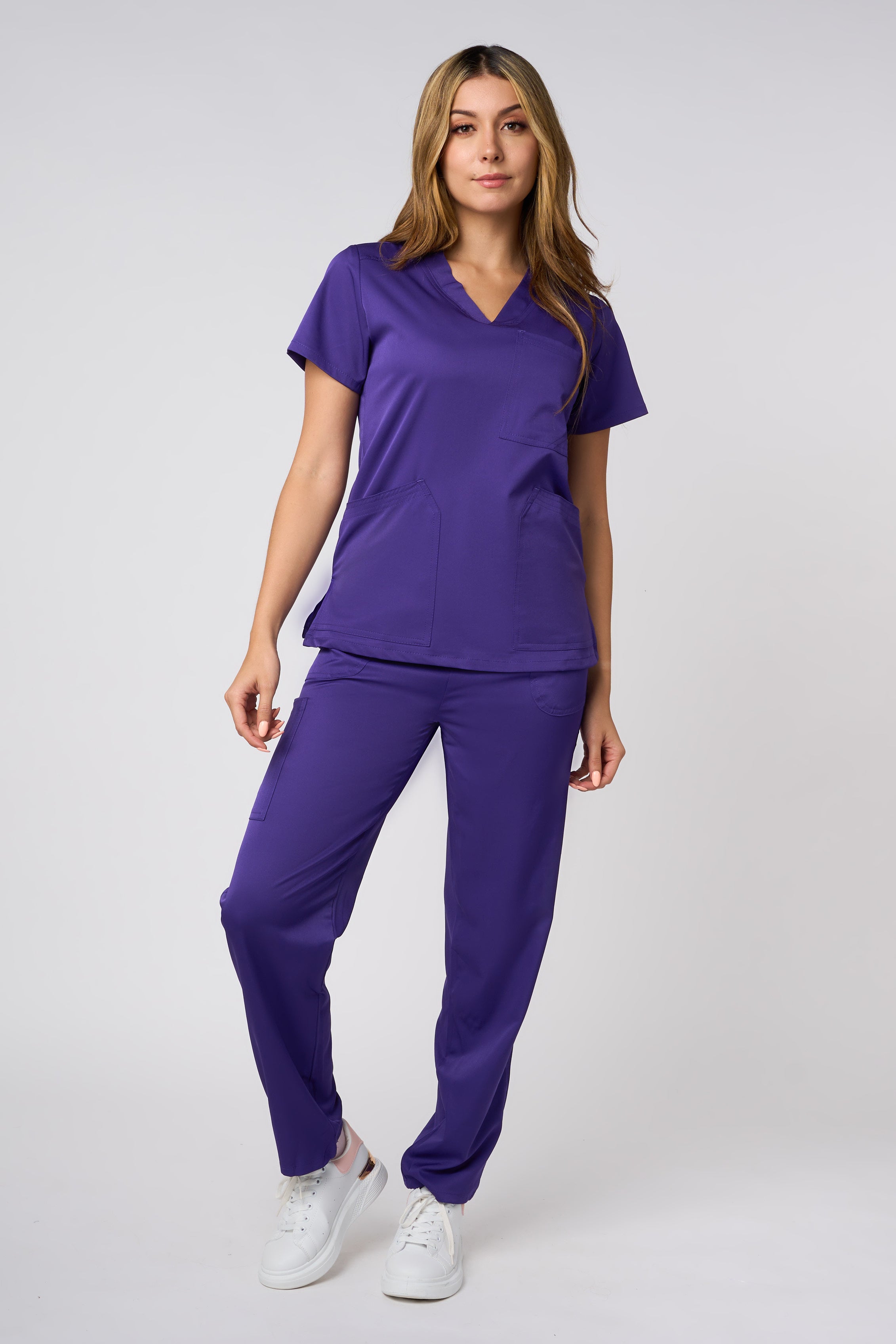 SCRUB TOP V NECK PURPLE