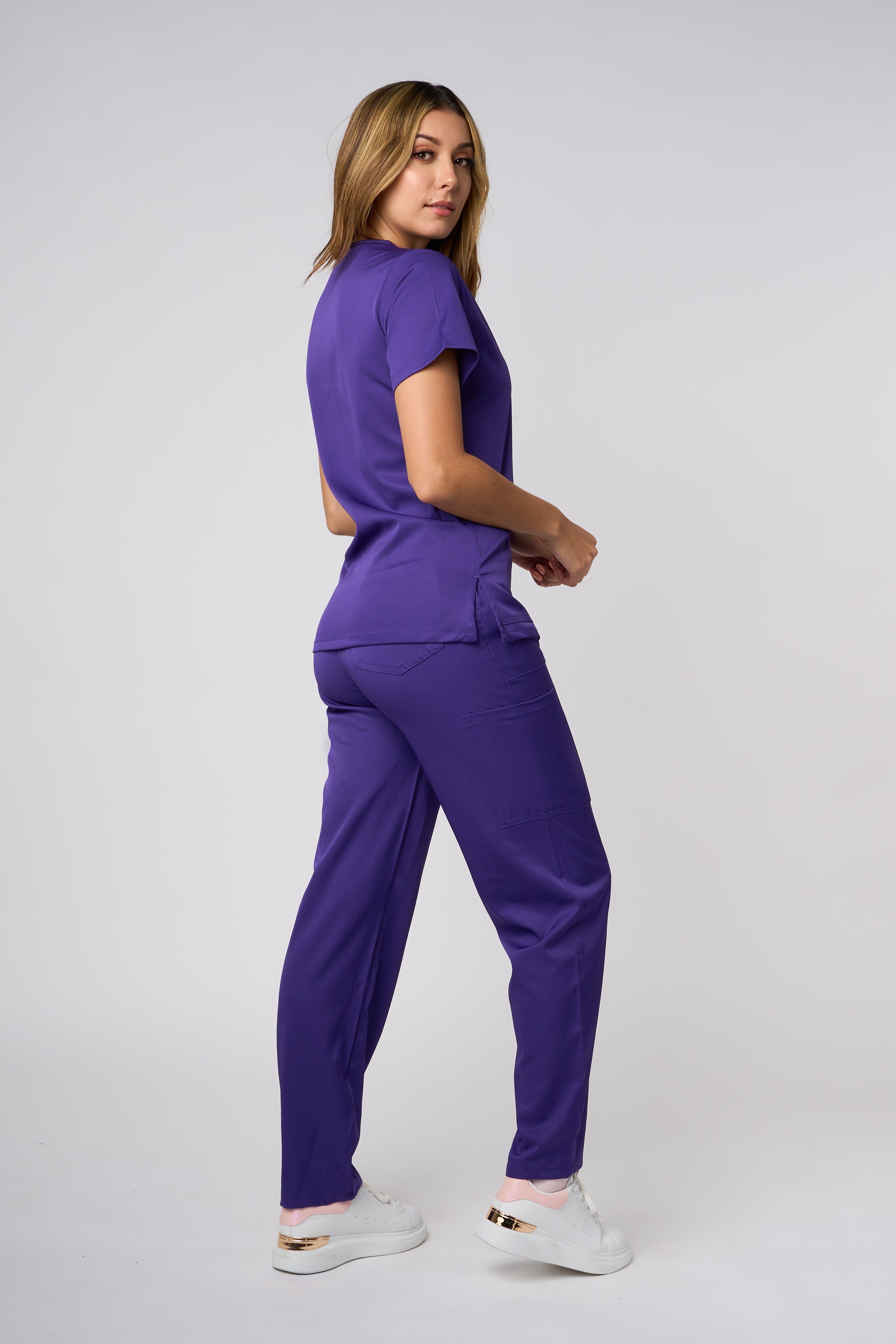SCRUB TOP V NECK PURPLE