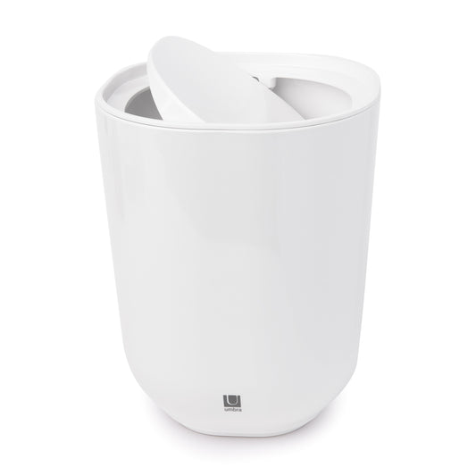 STEP WASTE CAN WITH  LID WHITE
