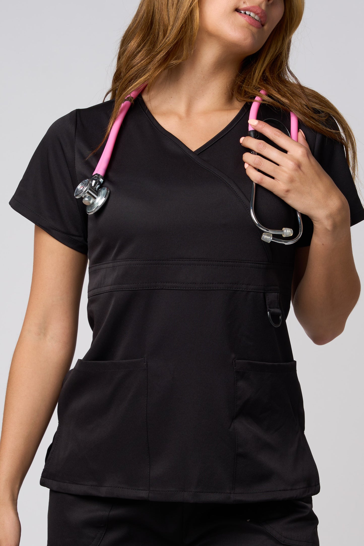 SOLID 4 WAY STRETCH MOCK NECK W/D RING BLACK