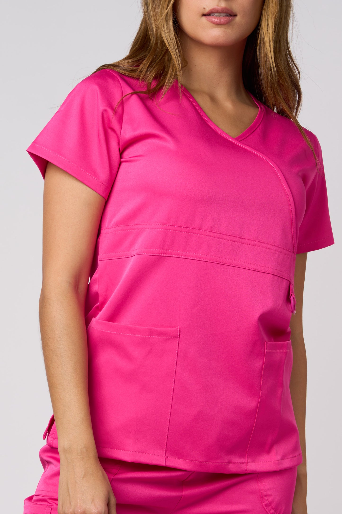 SOLID 4 WAY STRETCH MOCK NECK W/D RING FUCHSIA