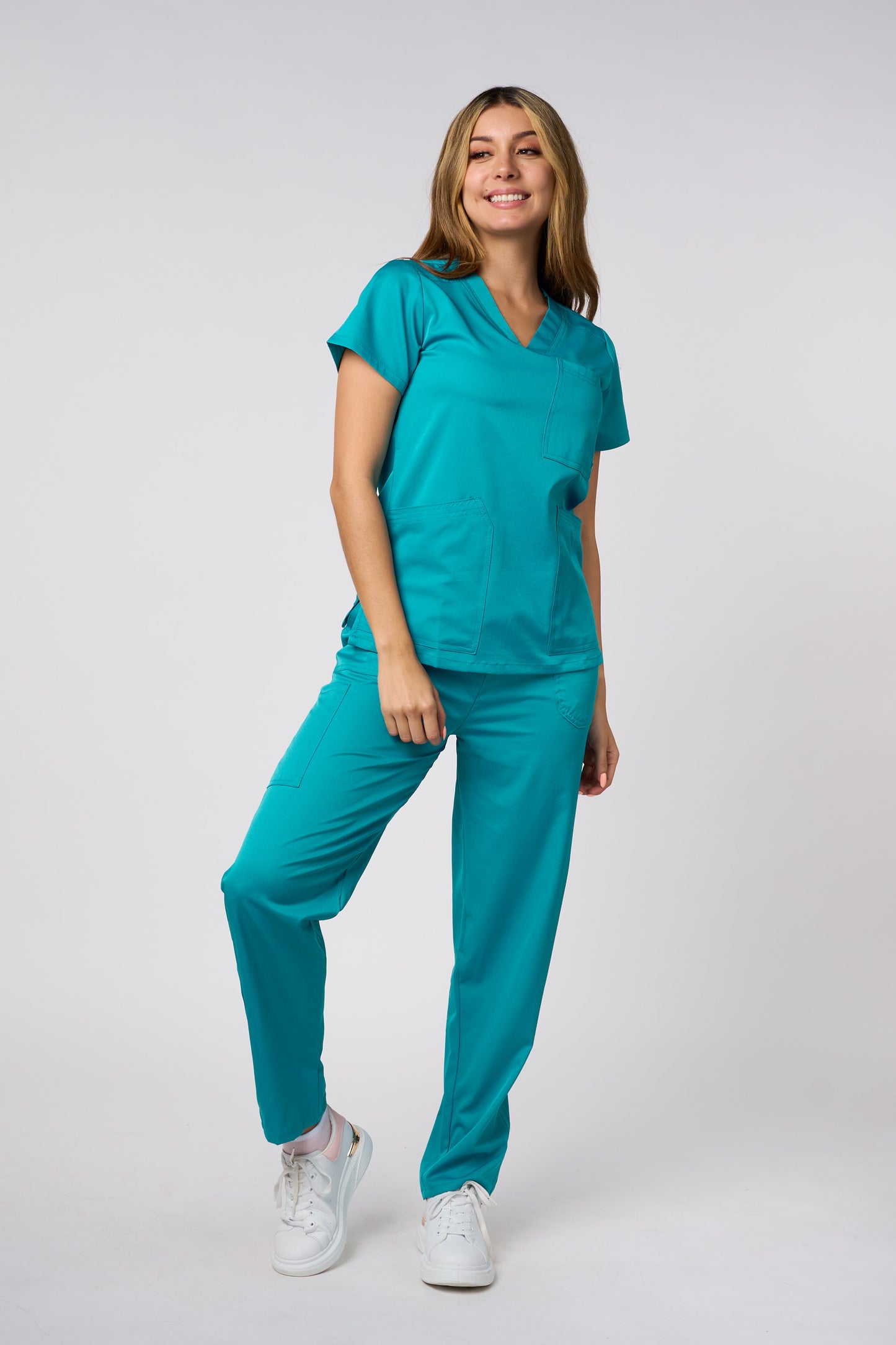 SCRUB TOP V NECK TEAL