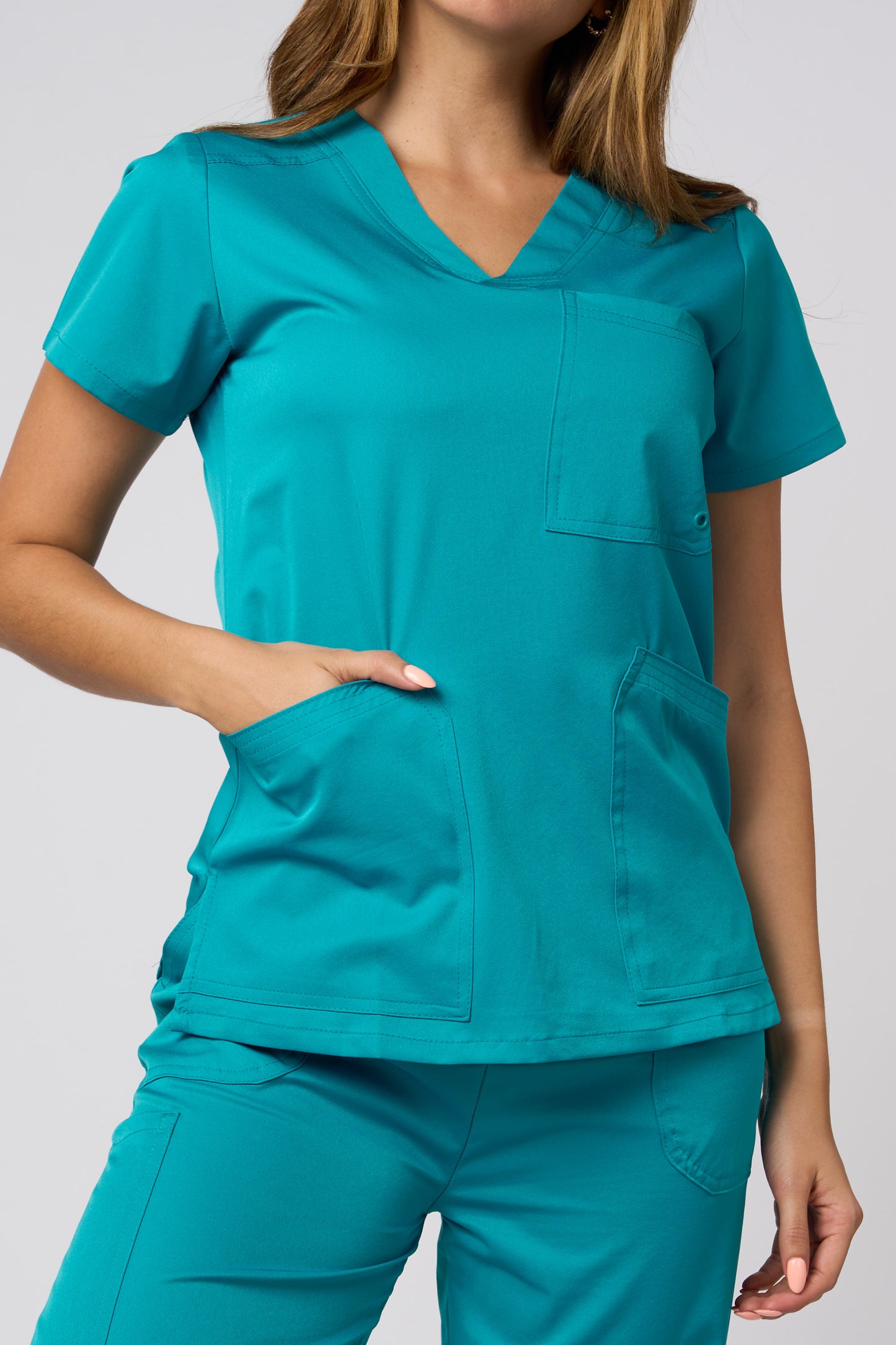 SCRUB TOP V NECK TEAL