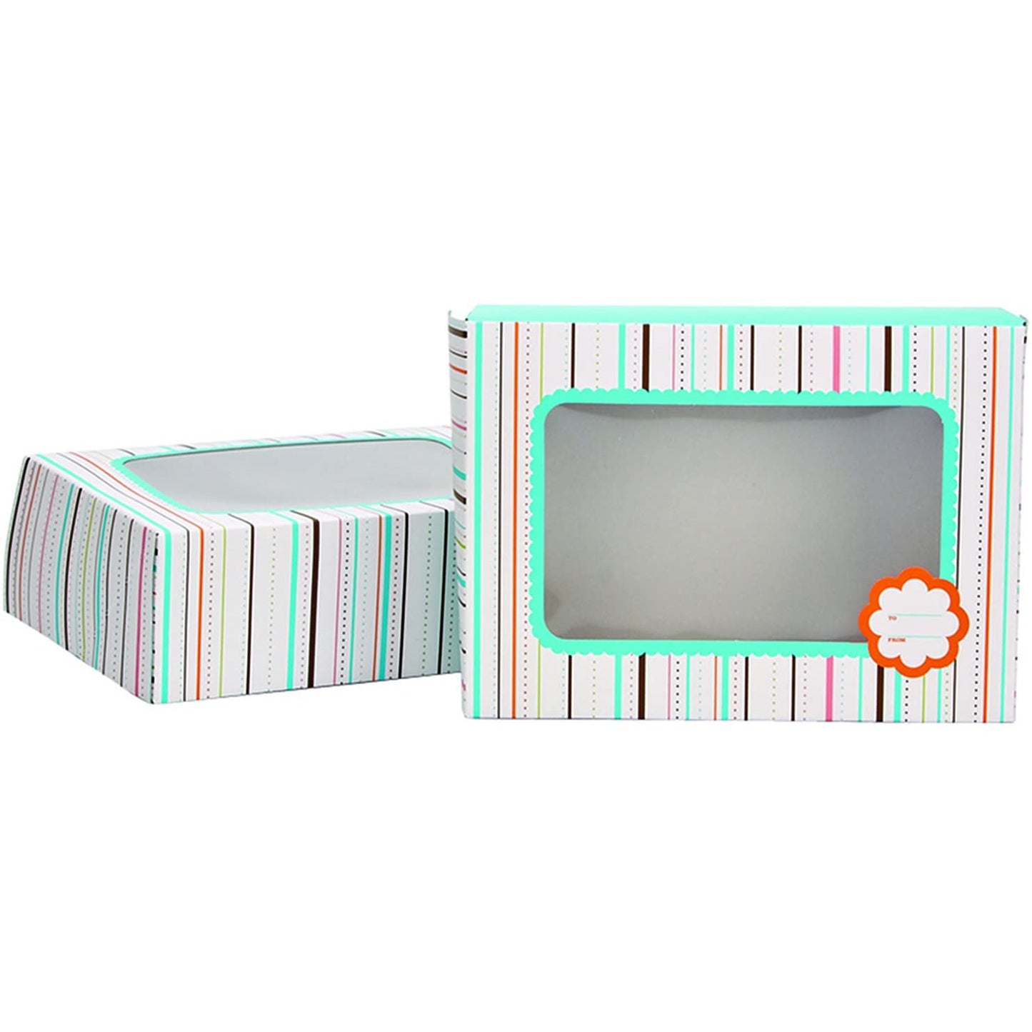 Colorful Stripe Cookie Boxes Large Multi-Color 2-Pack