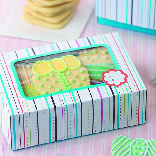 Colorful Stripe Cookie Boxes Large Multi-Color 2-Pack