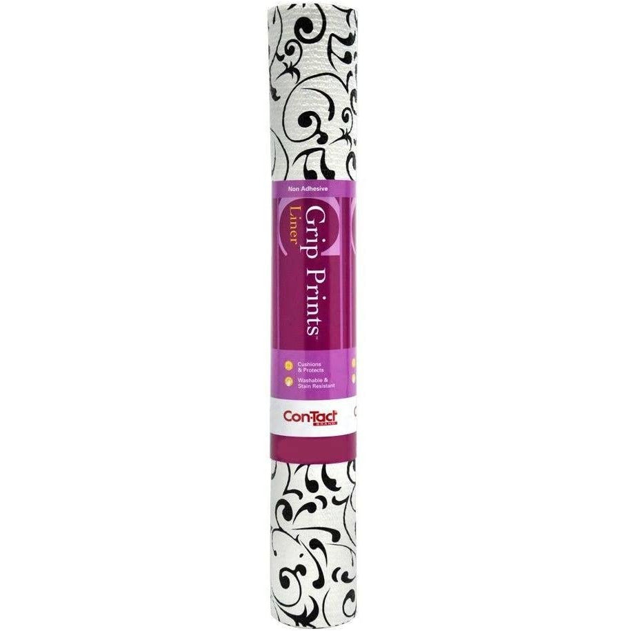 Prints Durable Adhesive Non-Slip Shelf and Drawer Liner Virtu Black 18" x 8'