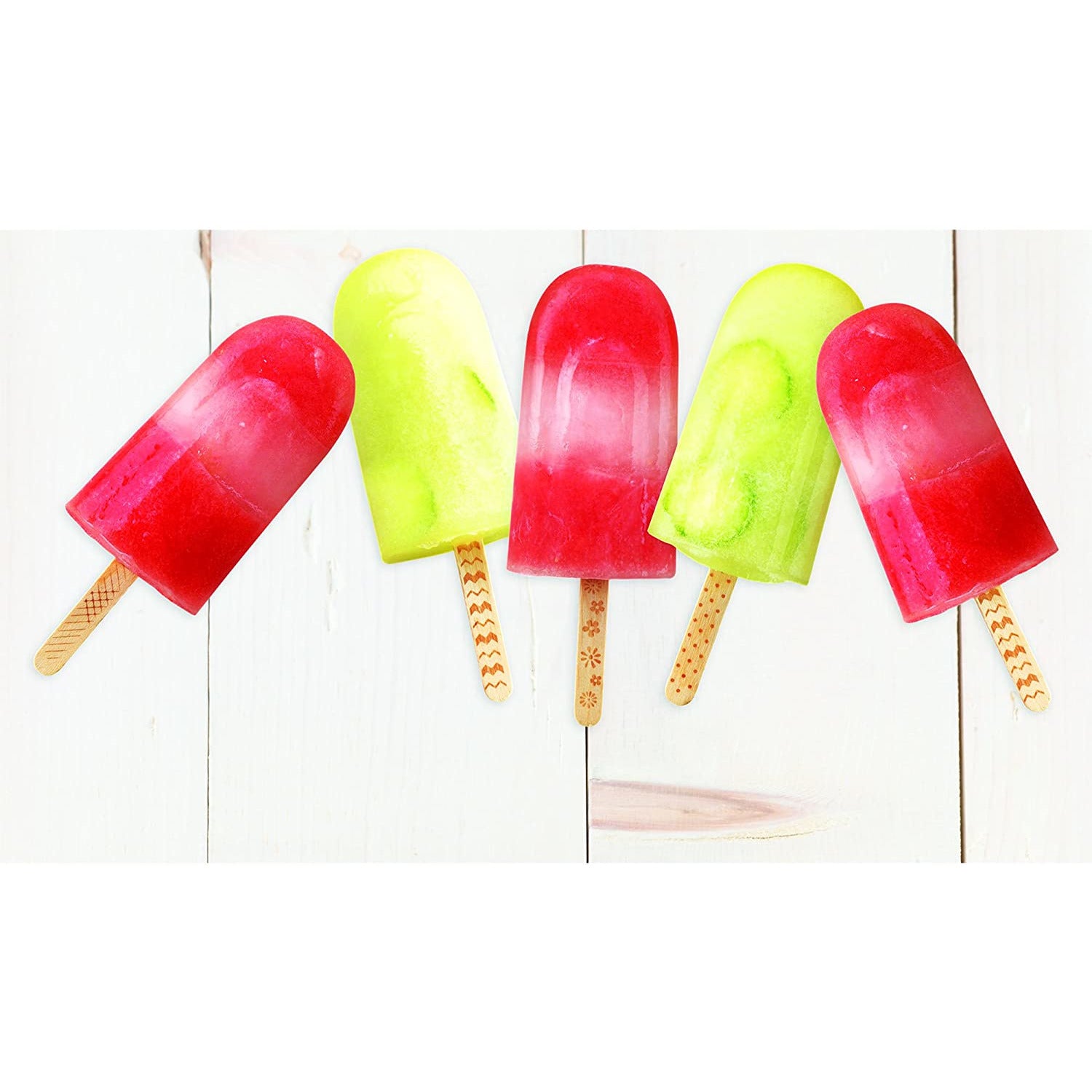 50 Count Pattern Wooden Popsicle Sticks