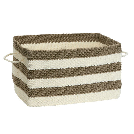 Khaki/Ivory  Knit Bin with Handles
