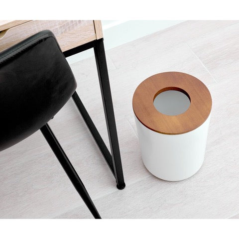 White Can with Paulownia Wood Lid