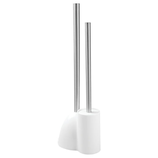 White/Brushed SS Bowl Brush & Plunger Combo
