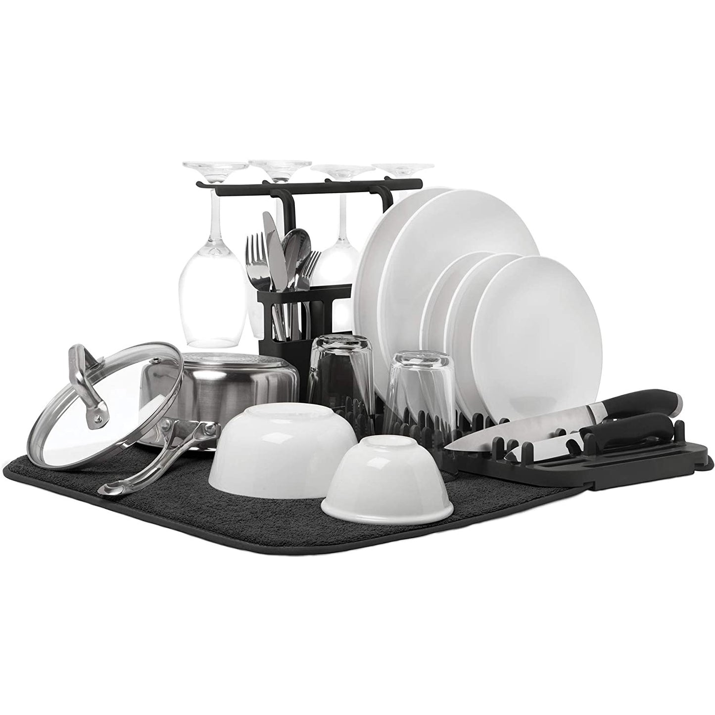 UDRY DISH DRYING RACK WITH  STEMWARE HOLDER  BLACK