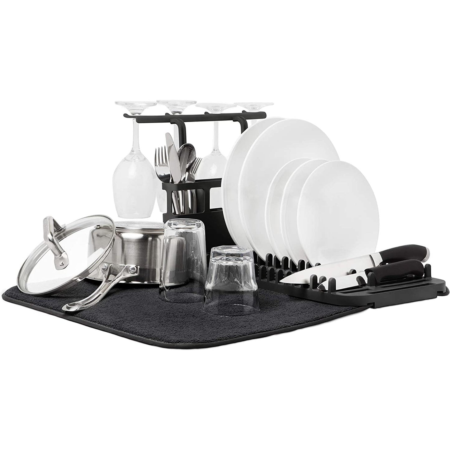 UDRY DISH DRYING RACK WITH  STEMWARE HOLDER  BLACK