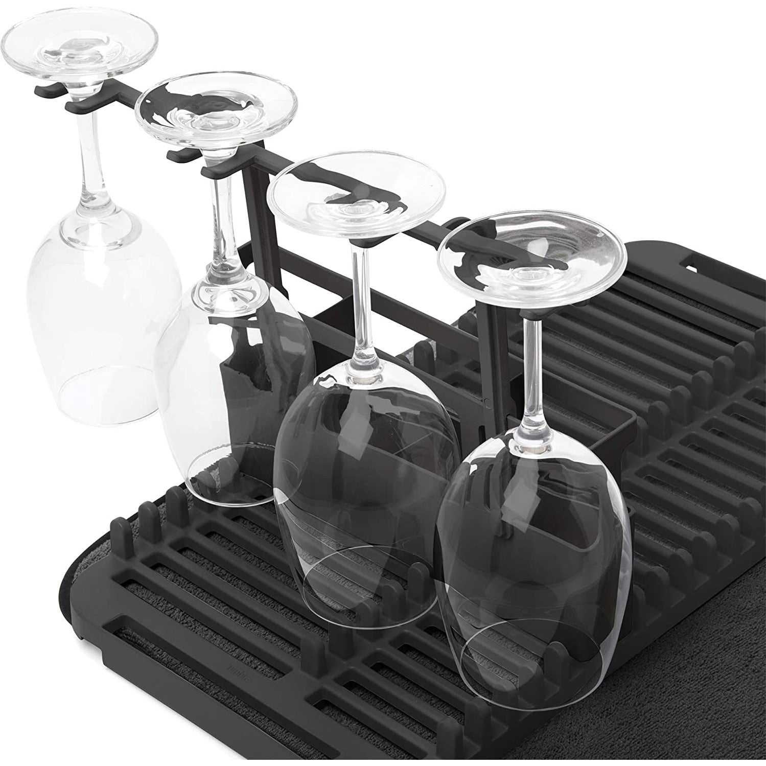 UDRY DISH DRYING RACK WITH  STEMWARE HOLDER  BLACK