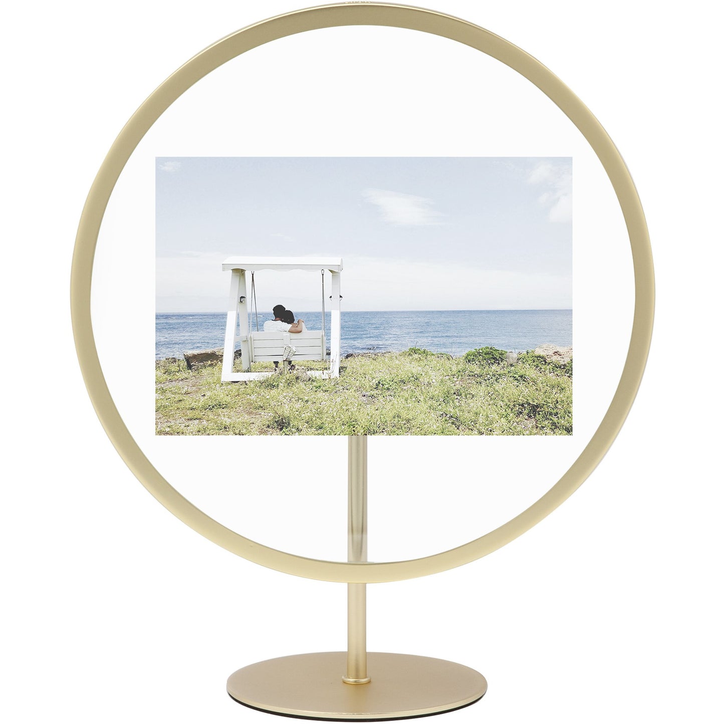 INFINITY ROUND PHOTO DIPSLAY 5" X 7" MATTE-BRASS