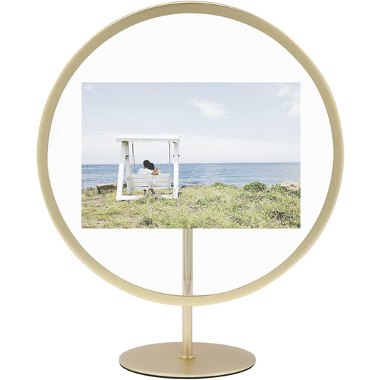 INFINITY ROUND PHOTO DIPSLAY 5" X 7" MATTE-BRASS