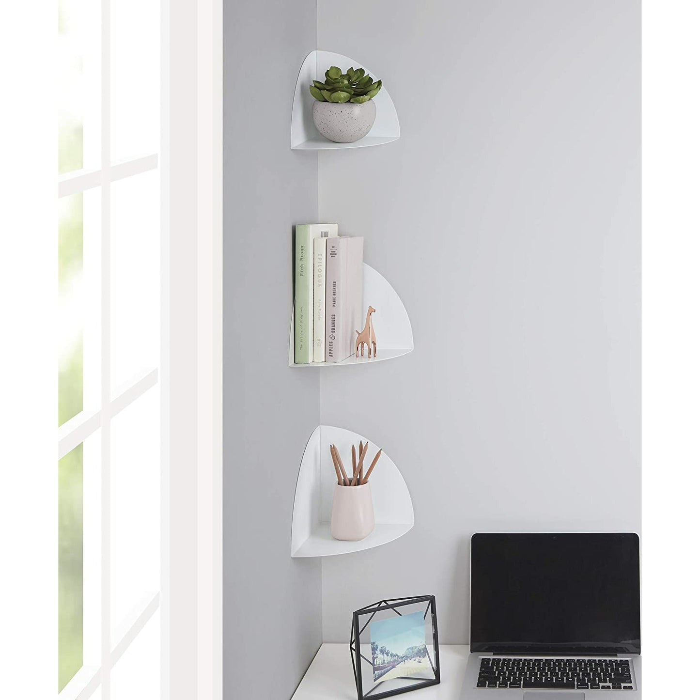 CORNER SHELF SET OF 3 WHITE