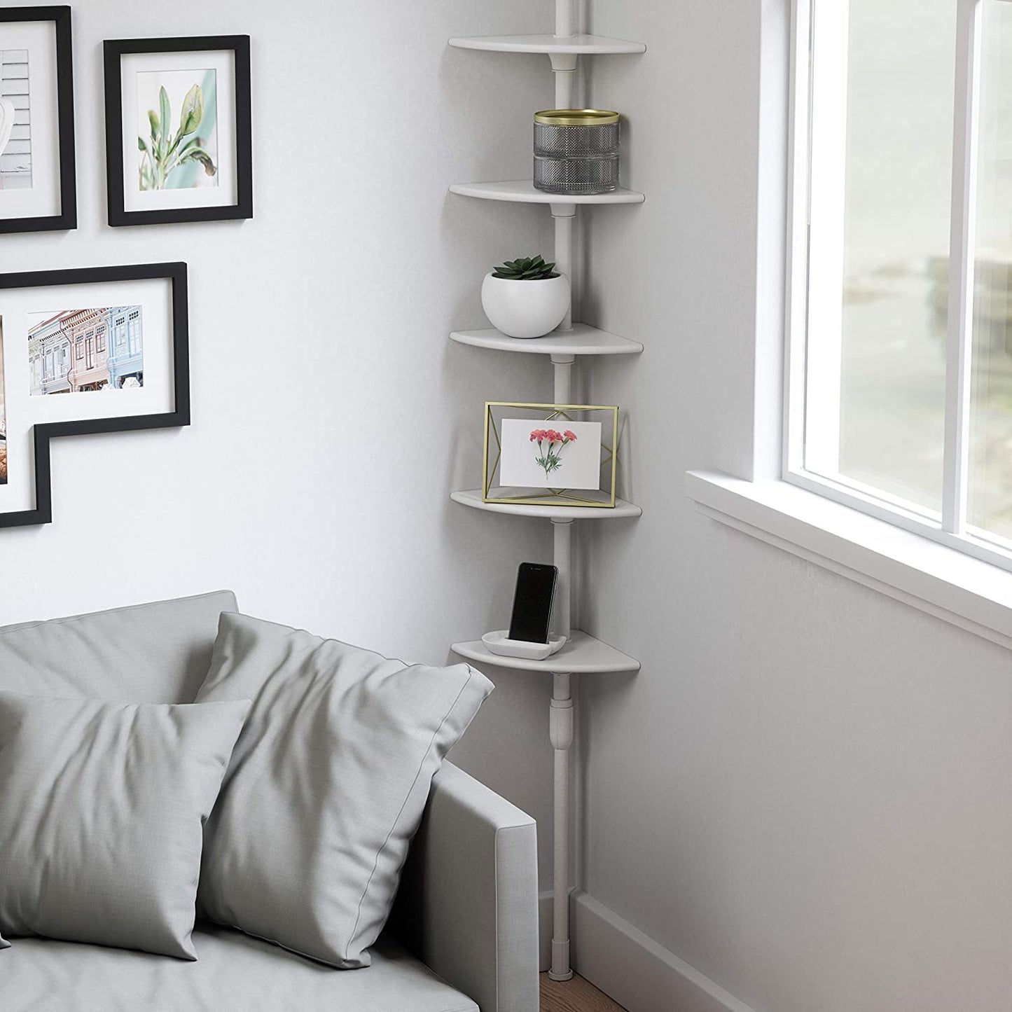 TENSION ROD SHELF WHITE