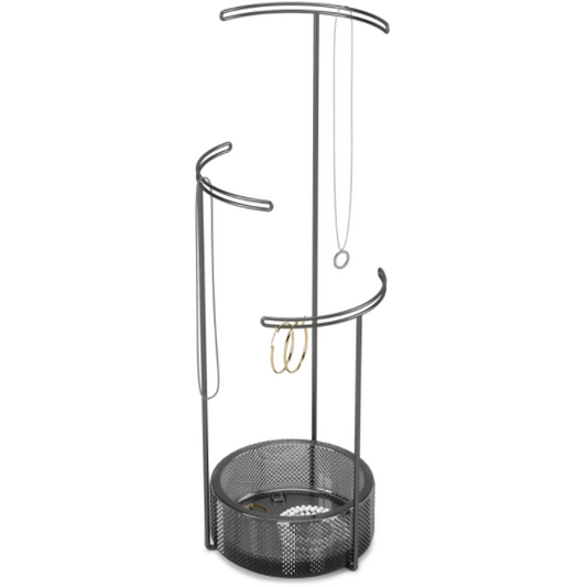 TESORA JEWELRY STAND GLASS SMOKE