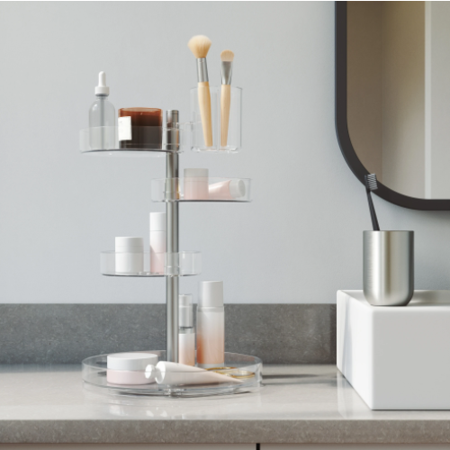 PIROUETTE  ACRYLIC ORGANIZER CLEAR & NICKEL