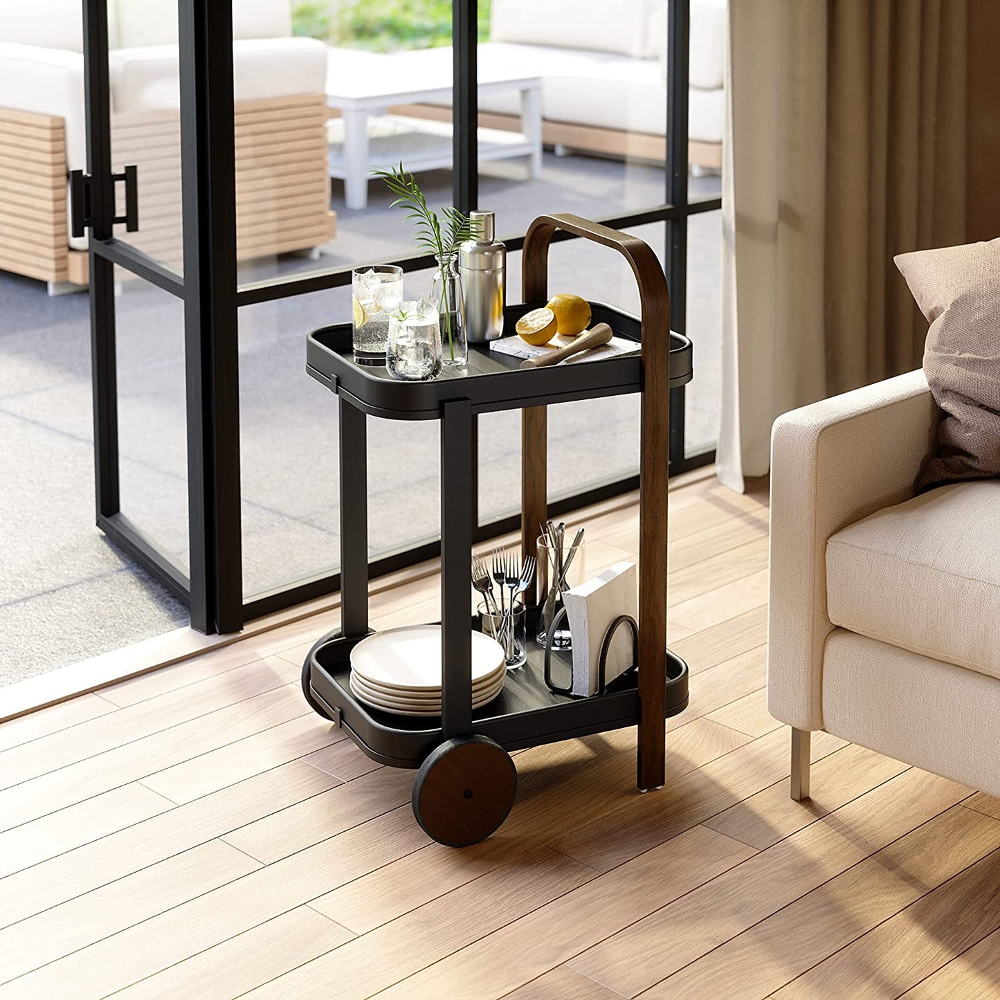 BELLWOOD BAR & SERVING CART  BLACK