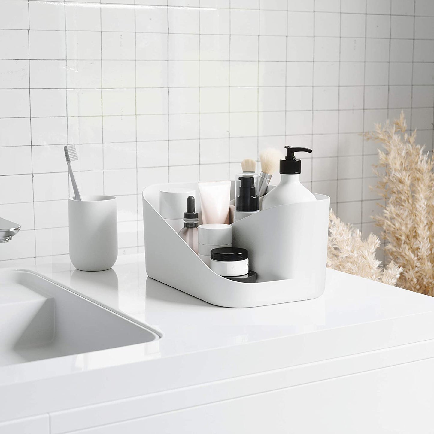 GLAM COSMETIC ORGANIZER WHITE & GREY
