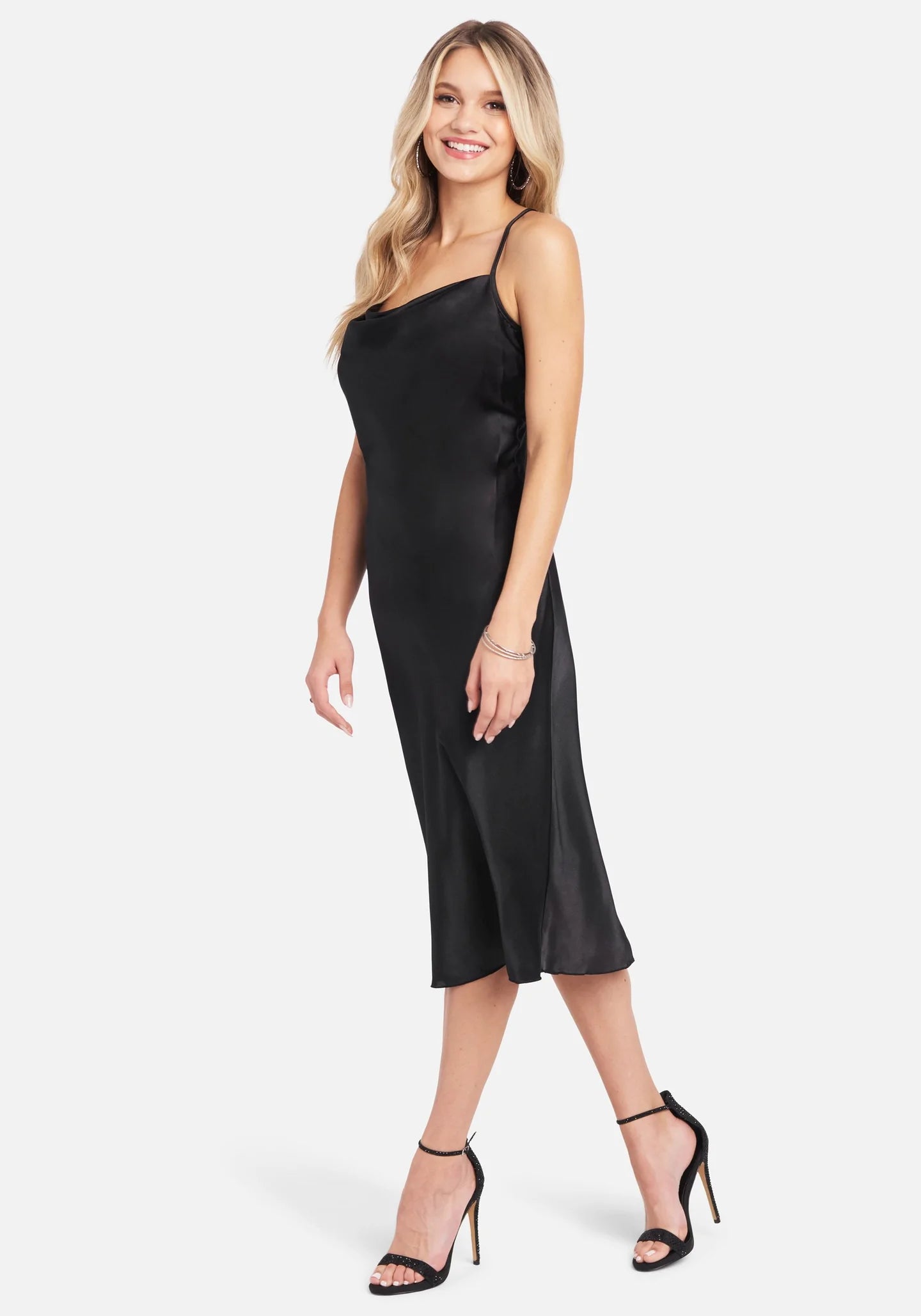DRESS  SATIN BLACK - BEBE