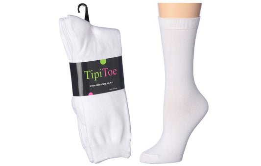 Women's 3 Pairs per Pack White Crew Socks