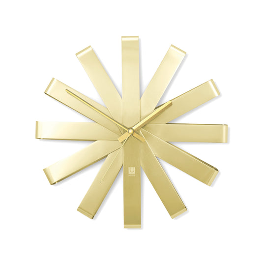 Ribbon Wall Clock 12"  Brass
