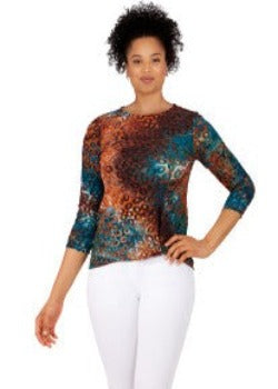 BLOUSE TEAL MULTI - RUBY RD