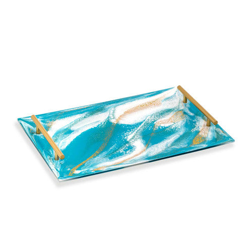 Lucite Trays - Teal/White/Gold