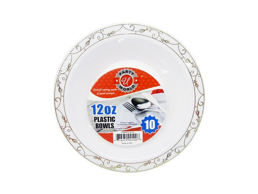 12 OZ White Bowl W/ Gold Hot Stamp (Narrow)