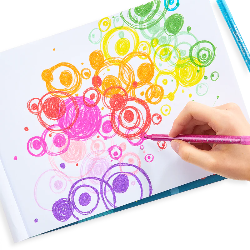 rainbow sparkle glitter markers - set of 15