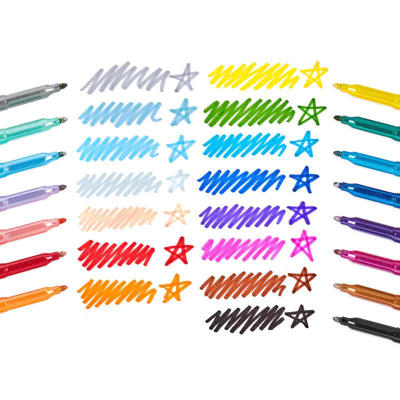 rainbow sparkle glitter markers - set of 15
