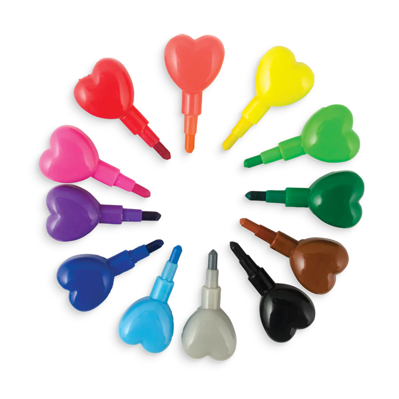 Heart to heart stacking crayons
