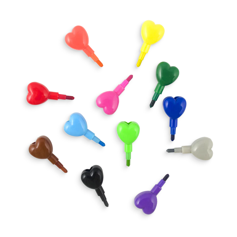Heart to heart stacking crayons