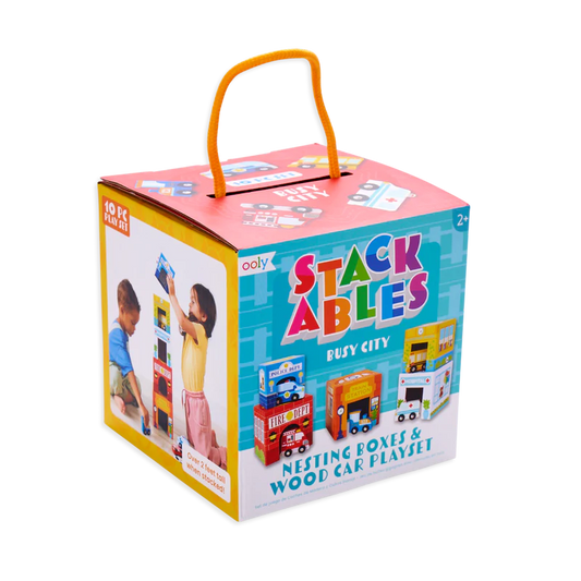 stackables nested cardboard toys and cars set - busy city