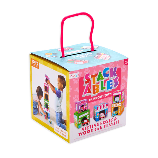 stackables nested cardboard toys and cars set - rainbow town