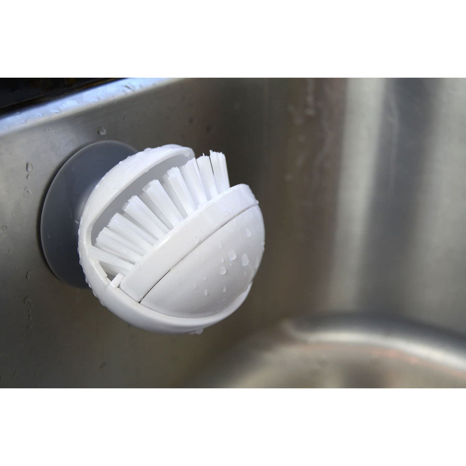 Palm Brush with Suction Base White