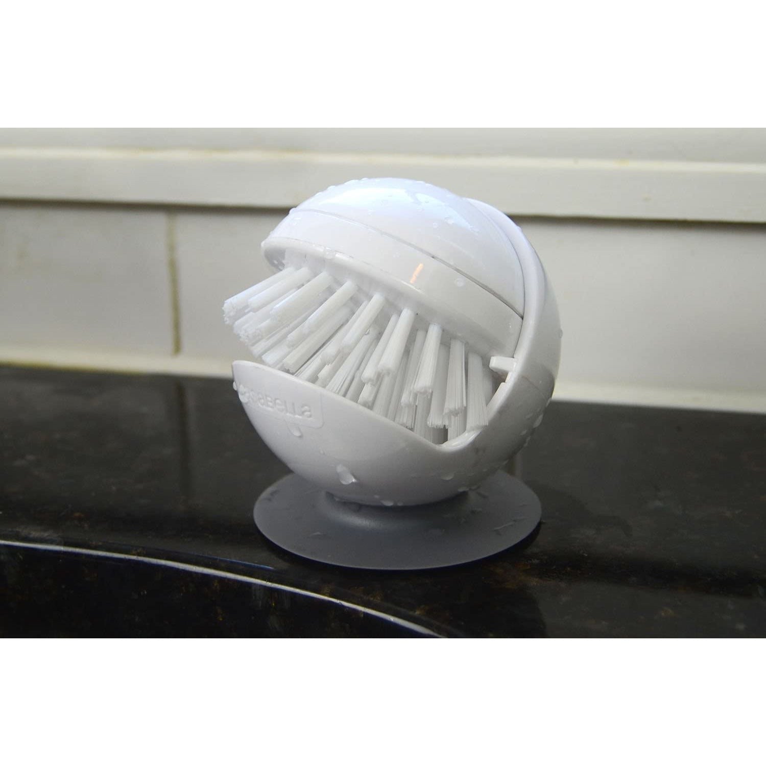 Palm Brush with Suction Base White