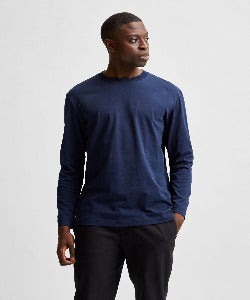 Crew Neck Long  Sleeve Tee Navy